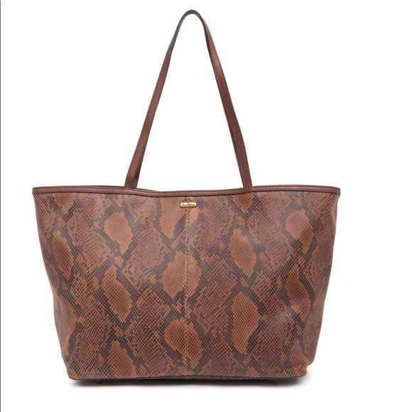💥NWT💥 Sam Edelman Nora Snakeskin Print Tote Bag - Picture 3 of 8
